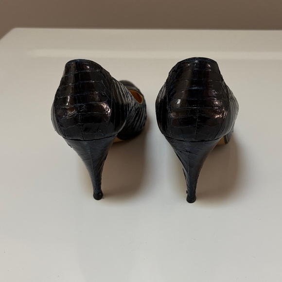 J.Renee Black Croc-Embossed Heels with Gold Interior - Picture 3 of 6